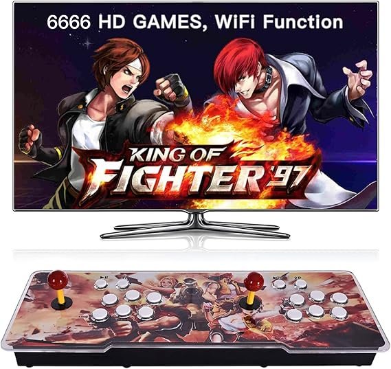 FVBADE[8000 Games in 1]18S Pandora Box Arcade Game Console WiFi Function to Add More Games Compatible PC & Projector & TV ,3D Games 4 Players Category Favorite List Save/Search/Hide/Pause/Delete Games